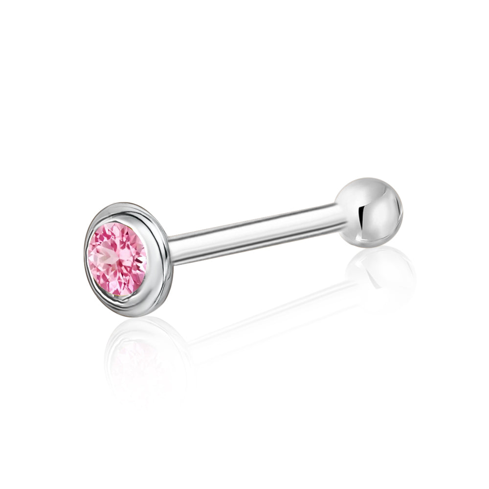 14k Solid Gold Nose Stud with Diamond CZ Small Micro Nose Bone Stud Flat Nose Ring One Piece Hypoallergenic 20 Gauge
