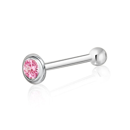 14k Solid Gold Nose Stud with Diamond CZ Small Micro Nose Bone Stud Flat Nose Ring One Piece Hypoallergenic 20 Gauge