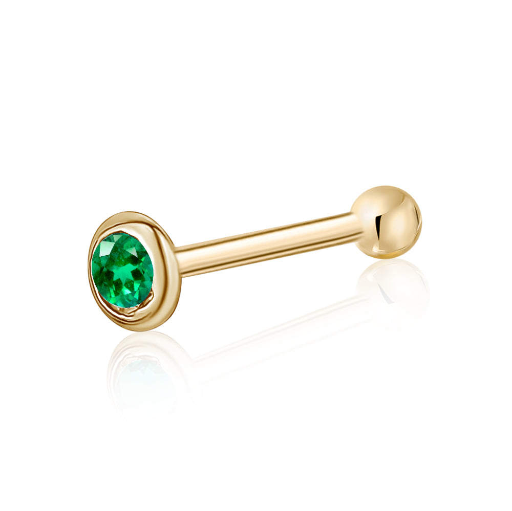14k Solid Gold Nose Stud with Diamond CZ Small Micro Nose Bone Stud Flat Nose Ring One Piece Hypoallergenic 20 Gauge