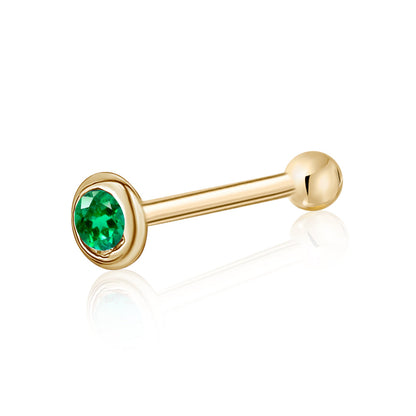 14k Solid Gold Nose Stud with Diamond CZ Small Micro Nose Bone Stud Flat Nose Ring One Piece Hypoallergenic 20 Gauge