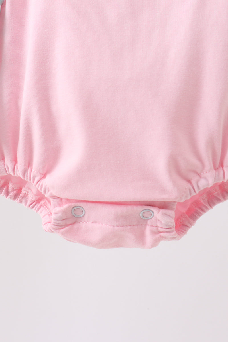 Pink Strawberry Applique Knit Bubble