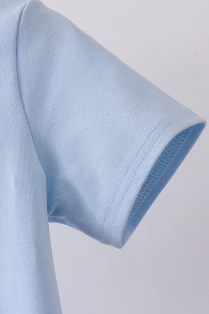 Blue sailboat embroidery top