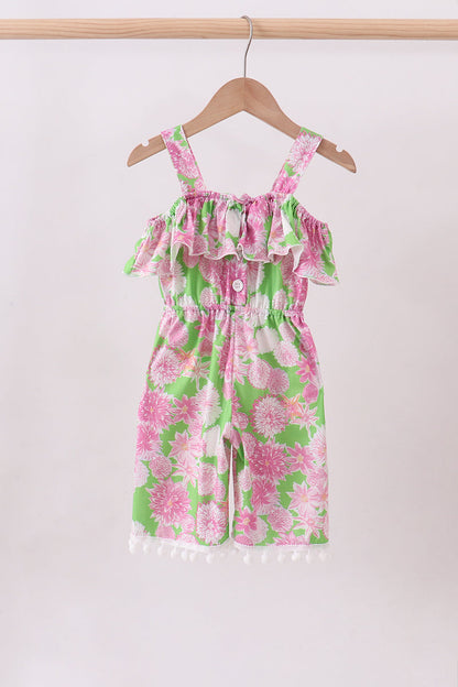 Pink floral ruffle jumpsuit