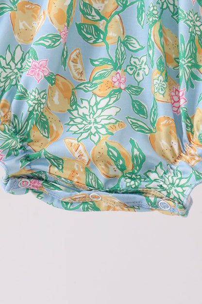 Green lemon smocked ruffle bubble