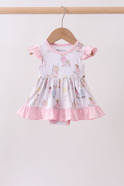 Pink all day adventure bamboo ruffle bubble