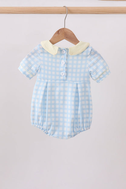 Yellow crab smocked gingham bubble