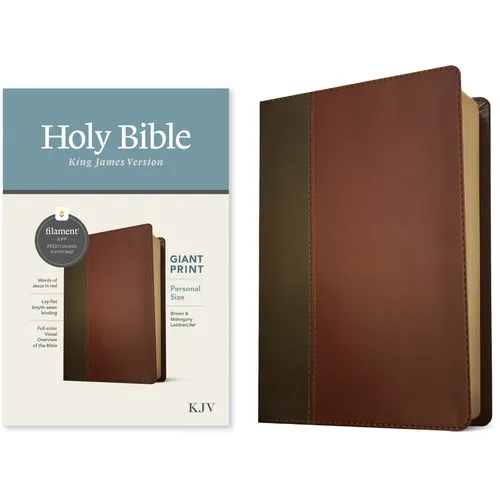 KJV Personal Size Giant Print Bible, Filament Enabled Edition (Leatherlike, Brown/Mahogany) - Imitation Leather