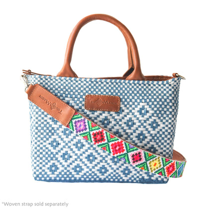 Marine Small Woven Crossbody Bag - Tan Leather