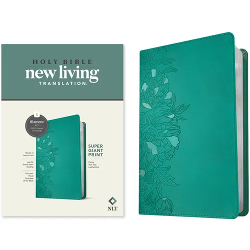 NLT Super Giant Print Bible, Filament Enabled (Leatherlike, Peony Rich Teal, Red Letter) - Imitation Leather