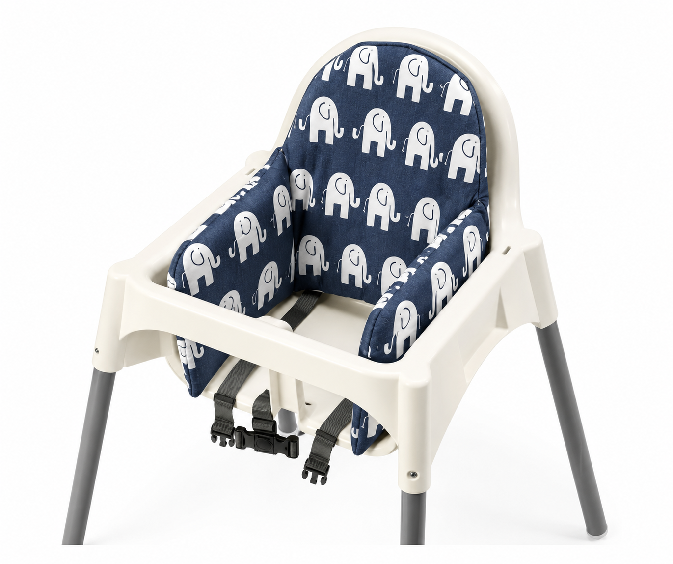 Highchair Cushion Cover for IKEA Klammig & Pyttig | Navy Blue Elephant Print | Rockin Cushions