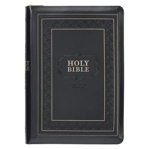 KJV Bible Giant Print Full-Size (Faux Leather, Black W/Zipper) - Imitation Leather