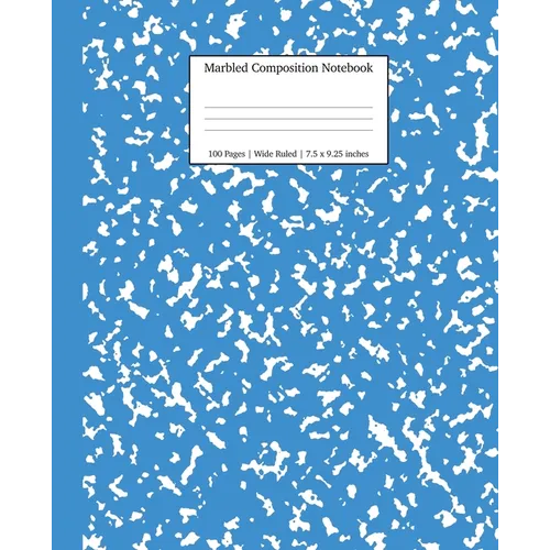 Marbled Composition Notebook: Blue Marble Wide Ruled Paper Subject Book - Paperback