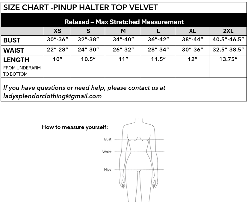Pinup Halter Top in RED Velvet BACKORDER