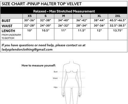 Pinup Halter Top in RED Velvet BACKORDER
