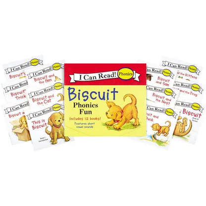 Biscuit 12-Book Phonics Fun!: A Box of 12 Mini-Books Featuring Short and Long Vowel Sounds - Boxed Set