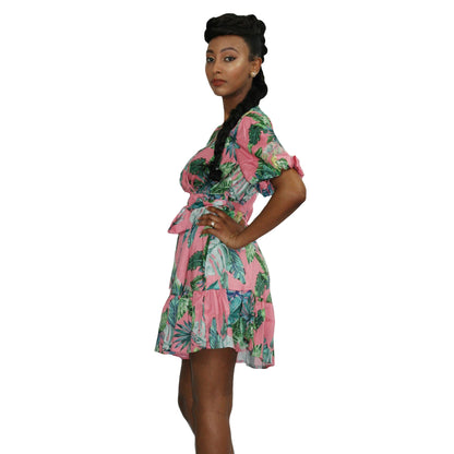 Floral V- Neck Summer Mini Dress