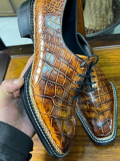 Maurice Presidente Custom Made Alligator Oxford - Cognac