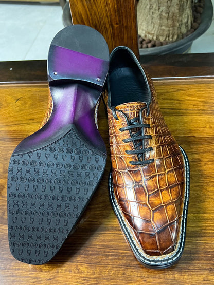Maurice Presidente Custom Made Alligator Oxford - Cognac
