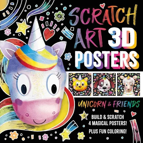 Scratch Art 3D Posters: Unicorn & Friends: Build and Scratch 4 Awesome Posters, Plus Extra Pages of Coloring - Paperback
