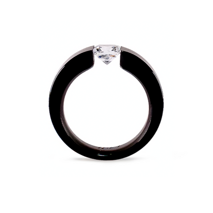 RG114B B.Tiff 1 ct Princess Cut Black Solitaire Ring [Wide Band]