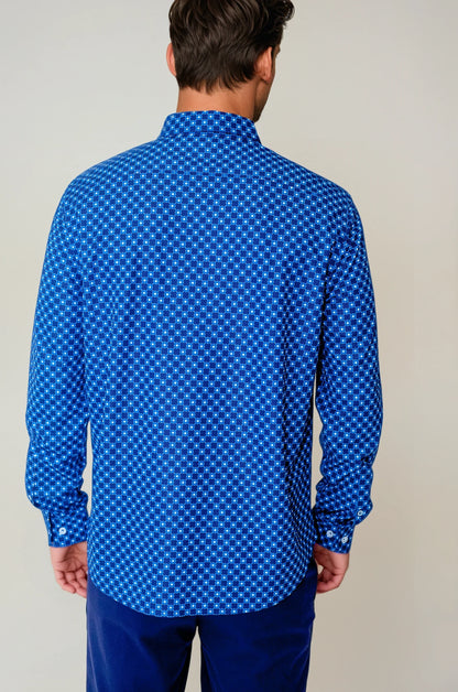 Retro Blues Long Sleeve Tech Shirt
