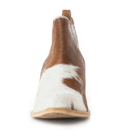 Myra Sunset Bloom Hairon Boots for Women - Split-Top Mid Heels with Pointed Toe Design for Bold Rodeo Escapades