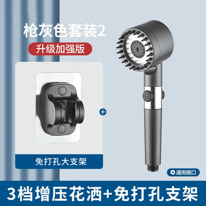 🚿 Three-Speed Adjustable Shower Head – Portable High-Pressure Shower Filter with Head Massage Function | Bathroom Accessories Essential