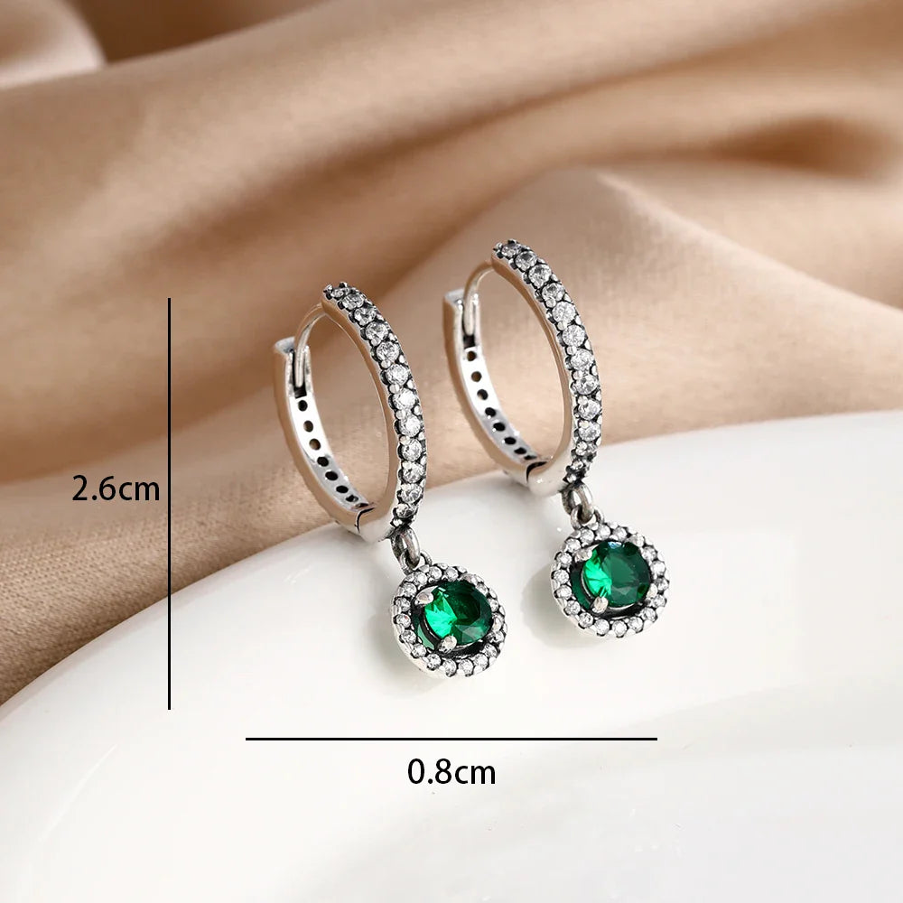 Blue Zircon Stud Earrings for Women | European Style Silver Jewelry