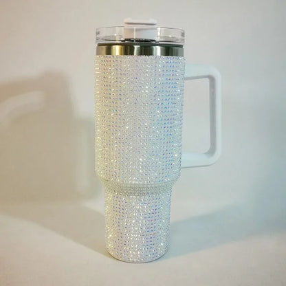 40oz Diamond Thermos Cup with Handle 304 Stainless Steel Vacuum Coffee Insulated Bottle Portable Car Flasks