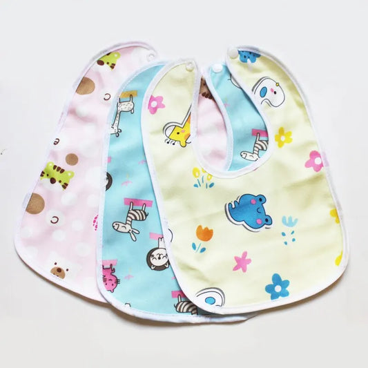 5 Pcs Pack Color Random Washable Waterproof Children Kid Double Layer Super Soft Baby Bib