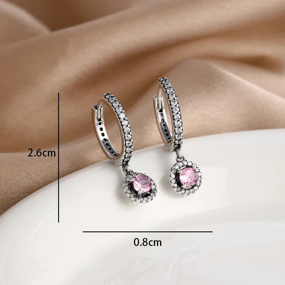 Blue Zircon Stud Earrings for Women | European Style Silver Jewelry