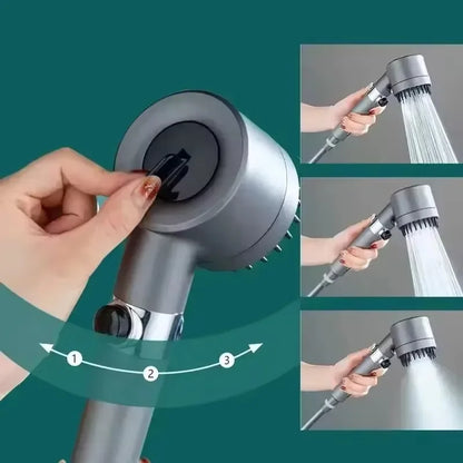 🚿 Three-Speed Adjustable Shower Head – Portable High-Pressure Shower Filter with Head Massage Function | Bathroom Accessories Essential