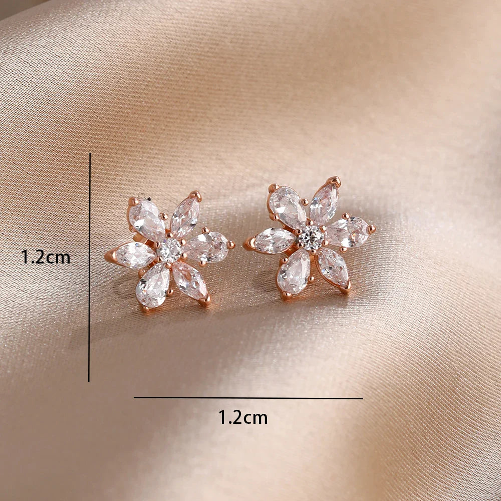 Blue Zircon Stud Earrings for Women | European Style Silver Jewelry