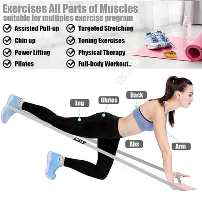 MKAS Long Resistance Loop Band Set Unisex Fitness Yoga Elastic Bands