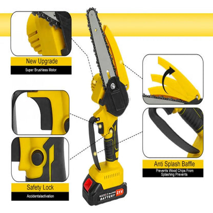 Cordless 2-in-1 Pole Saw And Mini Chainsaw 6-Inch Brushless Electric Chain Saw with 5.9 Feet Max Reach for Trimming And Cutting