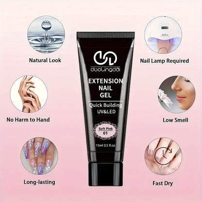 22pcs Poly Nails Gel 0.51oz Clear Poly Gel Builder Natural Looking And Long-Lasting, Trendy Nail Art Design Salon Professional