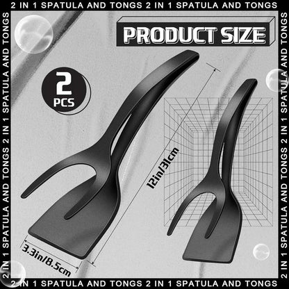 New 2 in 1 Grip Flip Spatula Tongs Egg Flipper Spatula Nylon Non Stick Coating Pancake Fish French Toast Omelet Making Tool