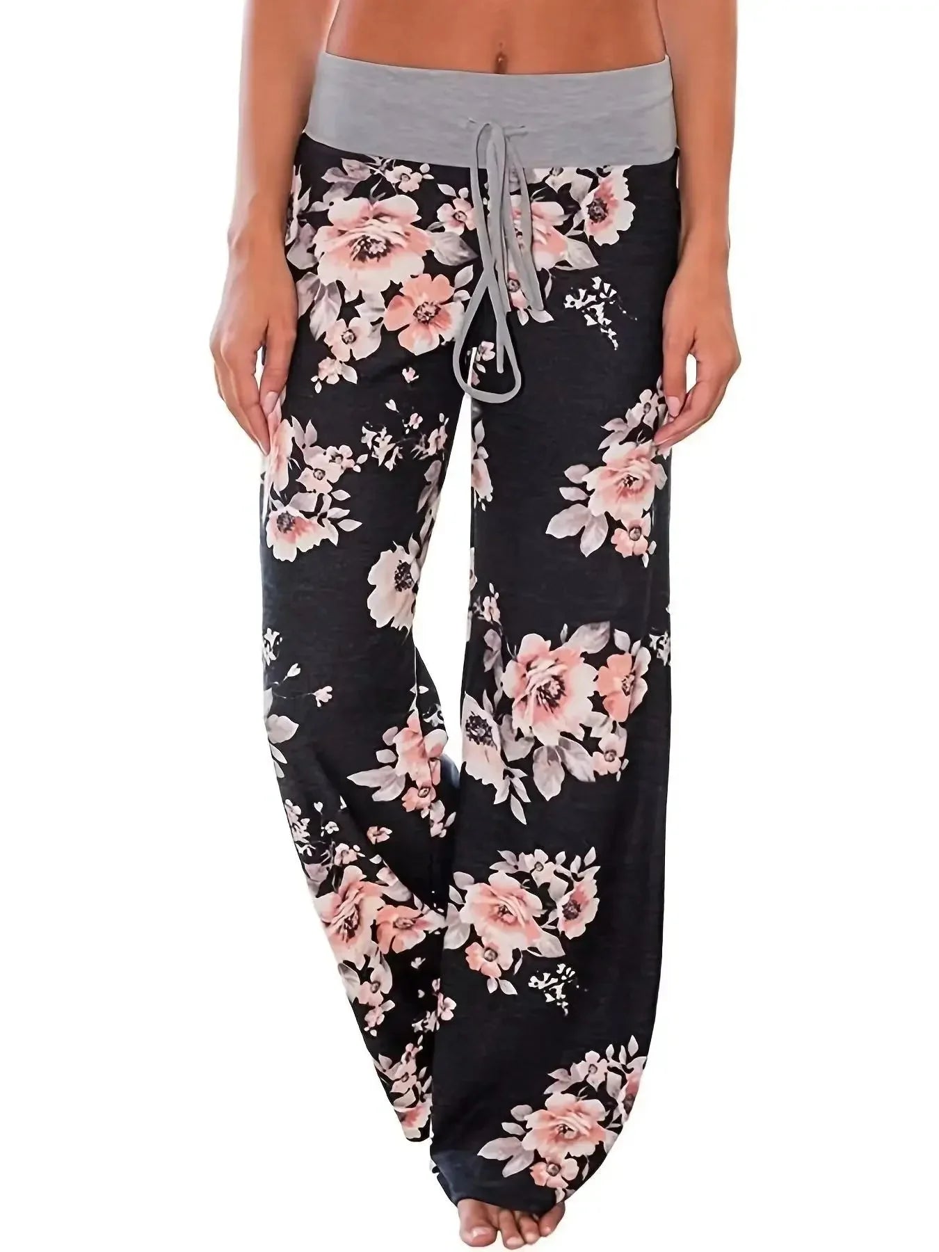 Plus Size Wide-Leg Drawstring Lounge Pants Casual Comfort