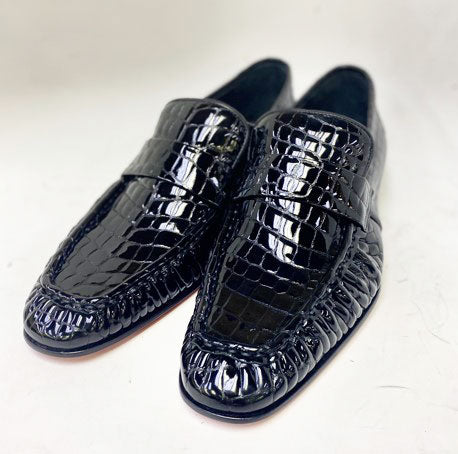 C Collection Crocodile Leather Loafer - Black