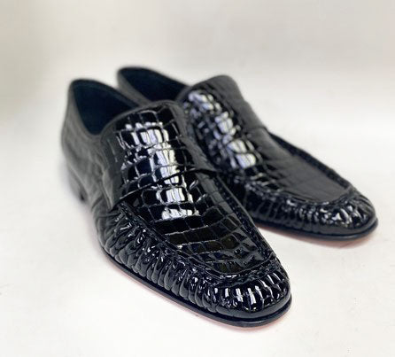 C Collection Crocodile Leather Loafer - Black