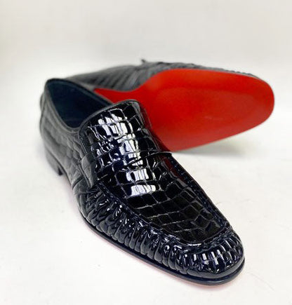 C Collection Crocodile Leather Loafer - Black