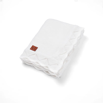 Heirloom Lace Knit Baby Blanket in White