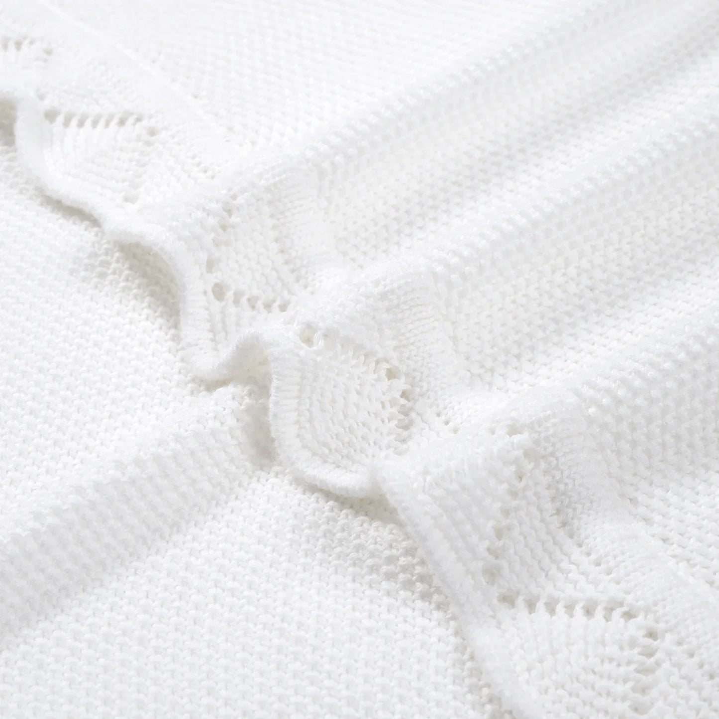 Heirloom Lace Knit Baby Blanket in White