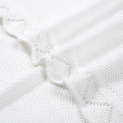 Heirloom Lace Knit Baby Blanket in White