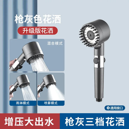 🚿 Three-Speed Adjustable Shower Head – Portable High-Pressure Shower Filter with Head Massage Function | Bathroom Accessories Essential