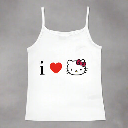 Y2K Hello Kitty Crop Top – Emo Girls Vintage Punk Tank