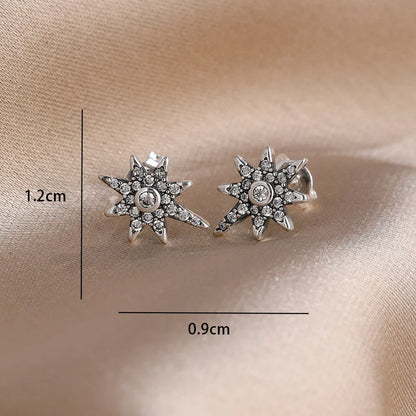 Blue Zircon Stud Earrings for Women | European Style Silver Jewelry