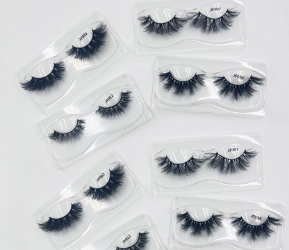 Fake Mink Eye Lash with Custom Eyelash Box 3D  Fluffy Mink Eyelash Full Strip Eye Lashes with applicator
