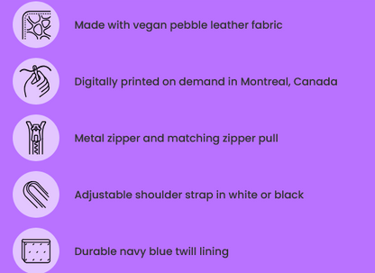 Crystal Purple Butterfly Vegan Leather Crossbody Bag