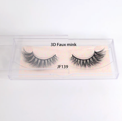 Fake Mink Eye Lash with Custom Eyelash Box 3D  Fluffy Mink Eyelash Full Strip Eye Lashes with applicator
